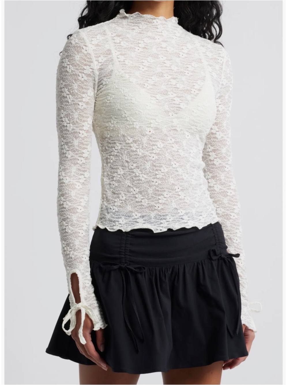 BP. Funnel Neck Lace Top